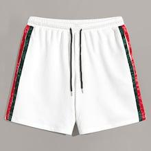 Romwe Guys Contrast Tape Side Sweat Shorts
