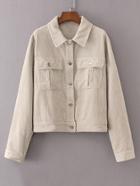 Romwe Flap Pocket Corduroy Jacket