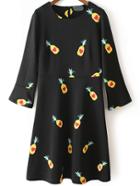Romwe Bell Sleeve Pineapple Print Dress