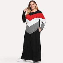 Romwe Plus Cut And Sew Panel Dress