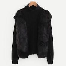 Romwe Faux Fur Panel Sweater