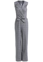 Romwe V Neck With Bow Plaid Jumpsuit
