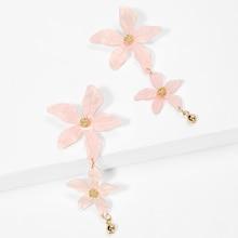 Romwe Double Flower Design Drop Earrings