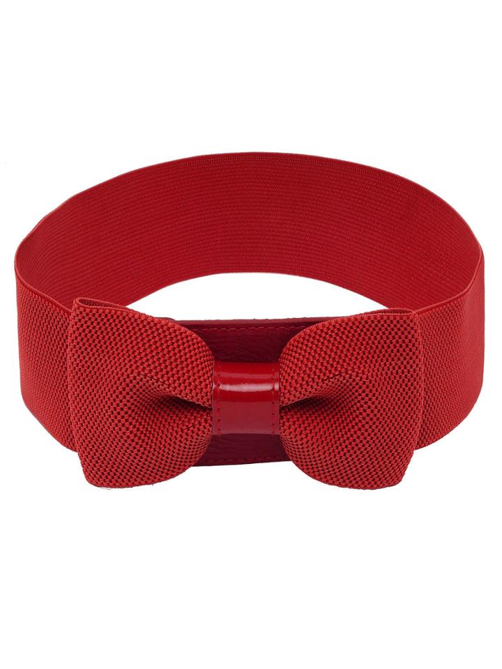 Romwe Bow Front Red Wide Elastic Belt
