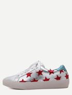 Romwe Star Patch Metallic Silver Rubber Sole Sneakers