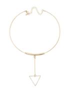 Romwe Gold Triangle Pendant Collar Necklace