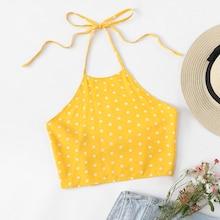 Romwe Polka Dot Halter Top