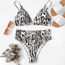 Romwe Random Leopard High Waist Bikini Set