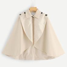 Romwe Button Side Cape Coat