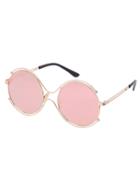 Romwe Golden Frame Round Lenses Reflective Sunglasses