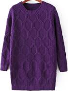 Romwe Diamondback Split Side Purple Sweater Dress