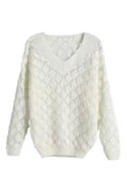 Romwe Hollow-out White Jumper
