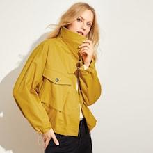 Romwe Pocket Front Button Up Utility Coat