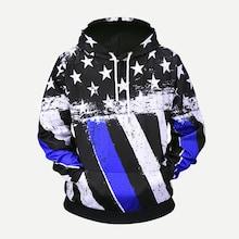 Romwe Men Star Print Striped Hooded Sweatshirt