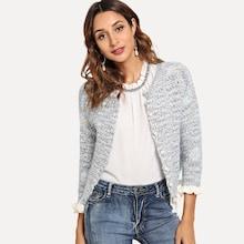 Romwe Frill Detail Knit Coat