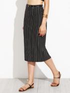 Romwe Black Vertical Striped Pencil Skirt