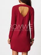 Romwe Red Cut Out Back Side Slit Dress