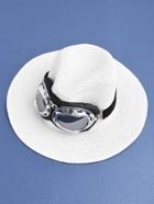 Romwe Pilot Glasses Embellished Straw Fedora Hat