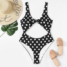 Romwe Plus Polka Dot Swimsuit