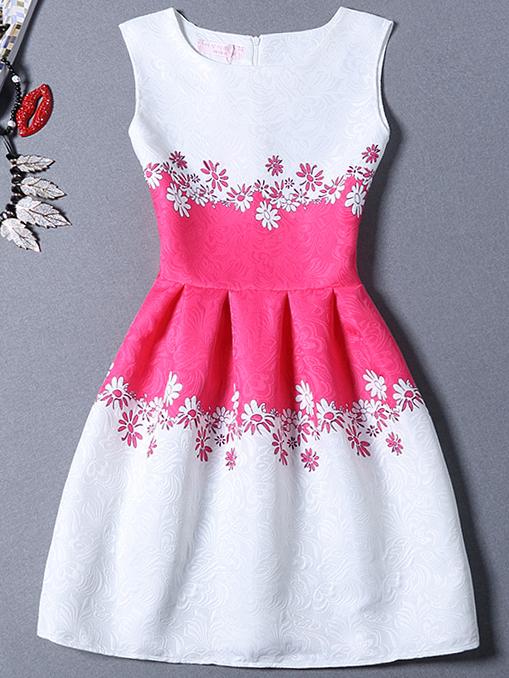 Romwe Florals Jacquard A-line Dress