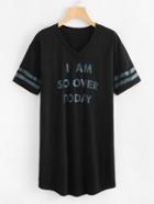 Romwe Varsity Print Tee Dress