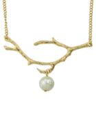 Romwe Gold Plated Pearl Pendant Necklace
