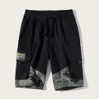 Romwe Guys Letter And Camo Print Shorts