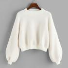 Romwe Bishop Sleeve Solid Sweater