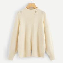 Romwe Plus Slit Hem Drop Shoulder Jumper