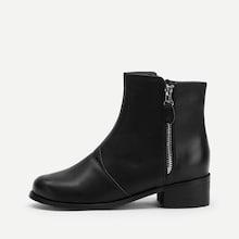 Romwe Solid Side Zipper Boots