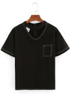 Romwe V Cut False Pocket T-shirt