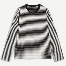 Romwe Guys Pinstripe Ringer Neck Tee