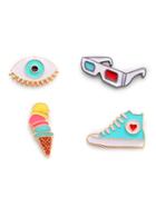 Romwe Glasses & Shoes Design Brooch Set