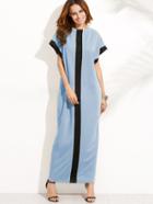 Romwe Contrast Panel Cocoon Dress With Hidden Pocket