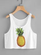 Romwe Pineapple Print Crop Tank Top