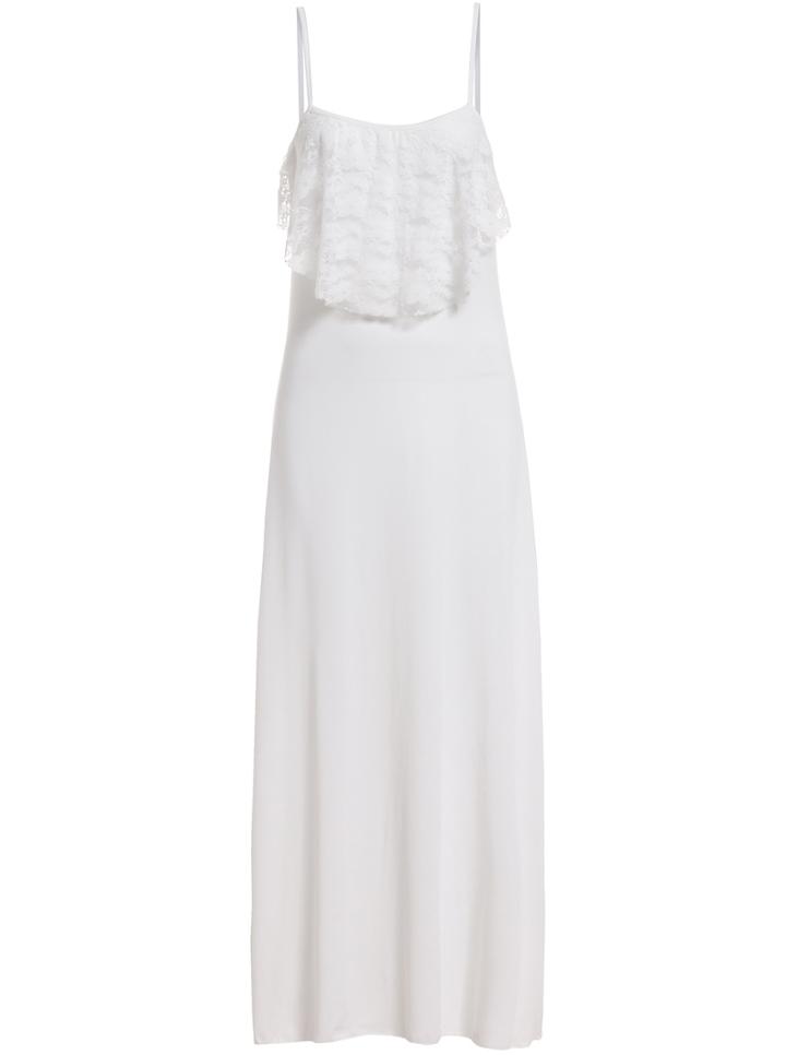 Romwe Spaghetti Strap Lace Floor White Dress