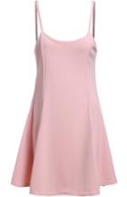 Romwe Spaghetti Strap With Zipper Pleated Pink Dress