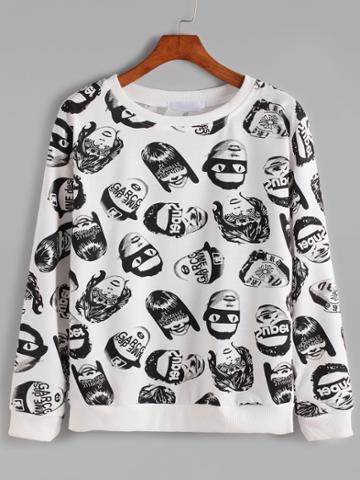 Romwe White Avatar Print Sweatshirt