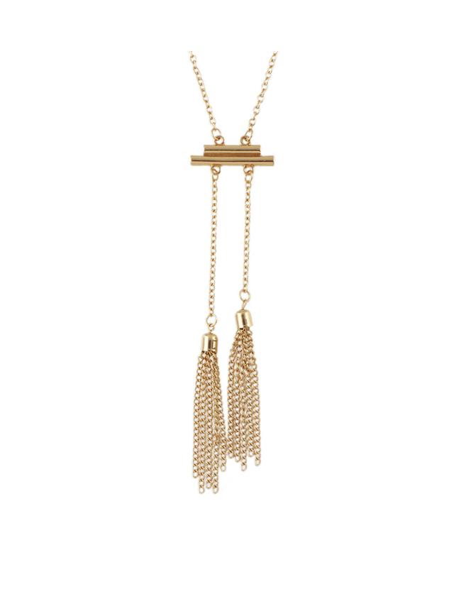 Romwe Simple Long Gold Chain Necklace