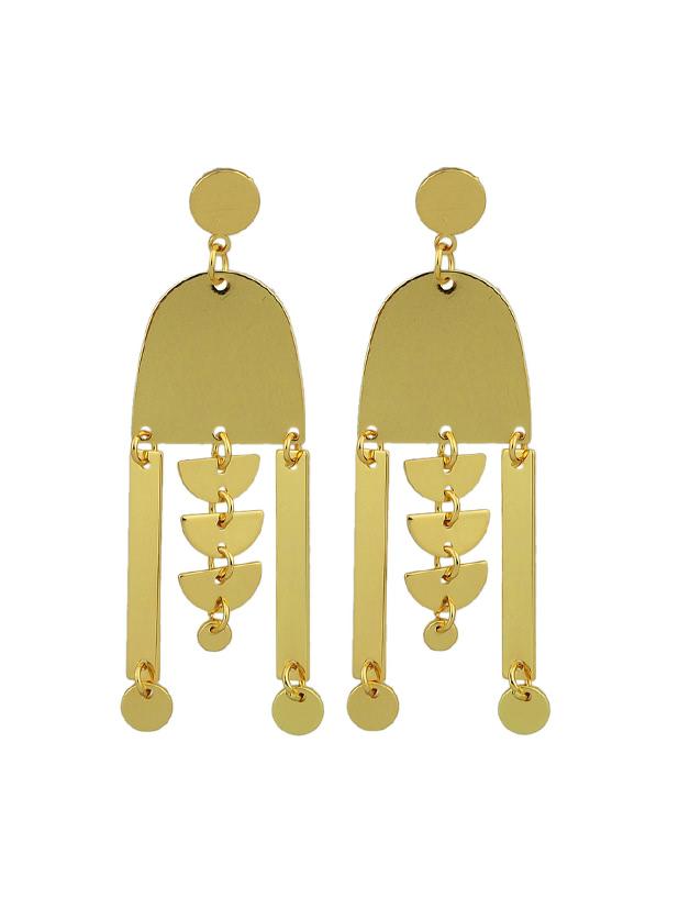 Romwe Gold New Sequined Tassel Earrings
