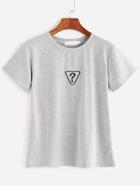 Romwe Heather Grey Embroidered T-shirt