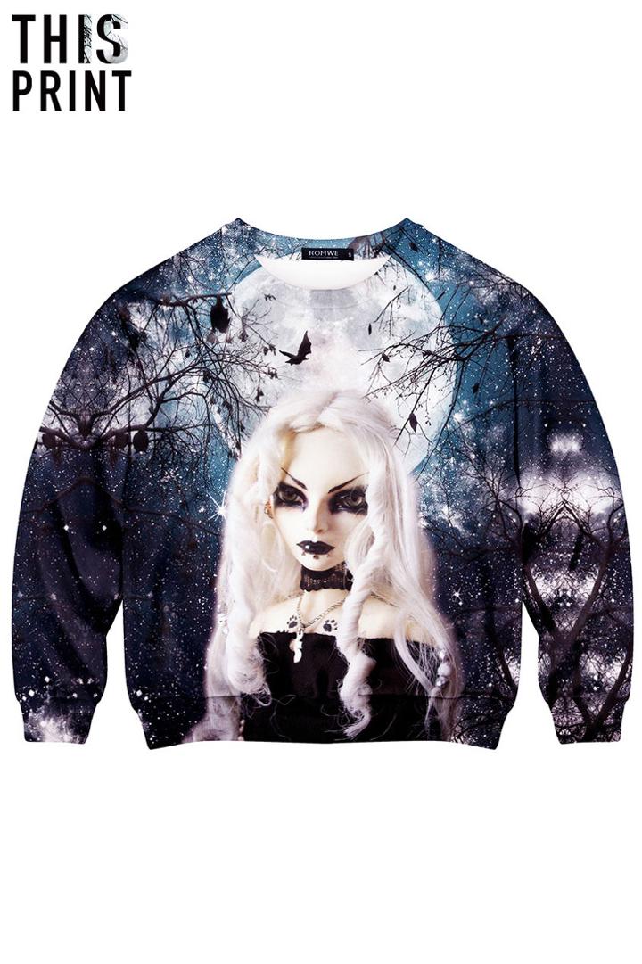 Romwe This Is Print Darksome Print Long-sleeved Sweatshirt