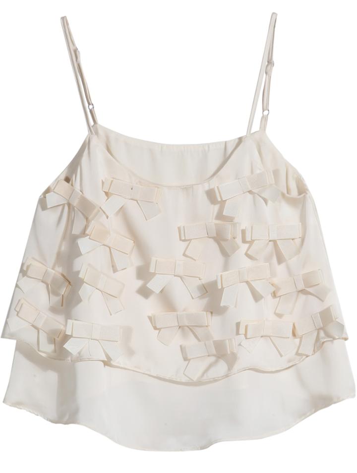 Romwe Spaghetti Strap Bow Apricot Vest