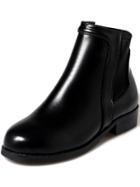 Romwe Black Chunky Heel Round Toe Boots