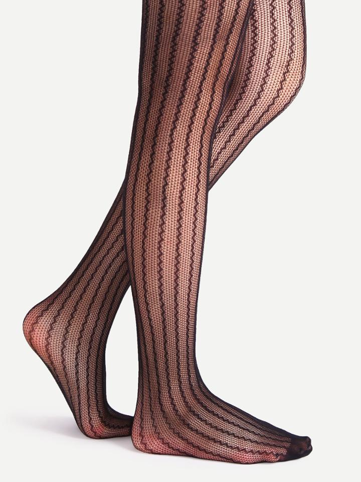 Romwe Black Hollow Striped Sexy Stretch Pantyhose Stockings