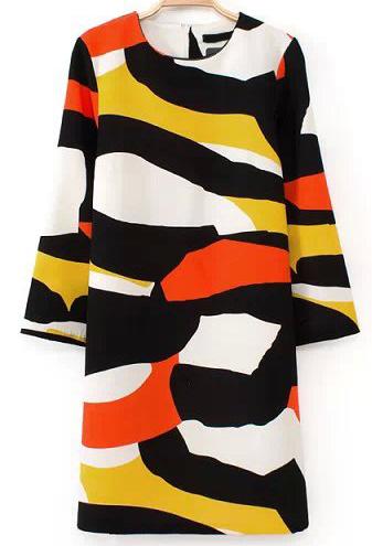 Romwe Graffiti Print Multicolor Dress