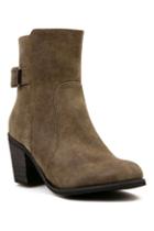 Romwe Pin Buckled Brown Ankle Boots