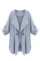 Romwe Rolled-up Asymmetric Blue Cardigan