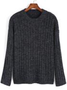 Romwe Round Neck Long Sleeve Sweater
