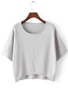Romwe Dip Hem Knit Grey T-shirt